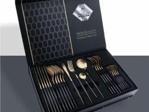 طقم شوك ومعالق ذهبي فاخر